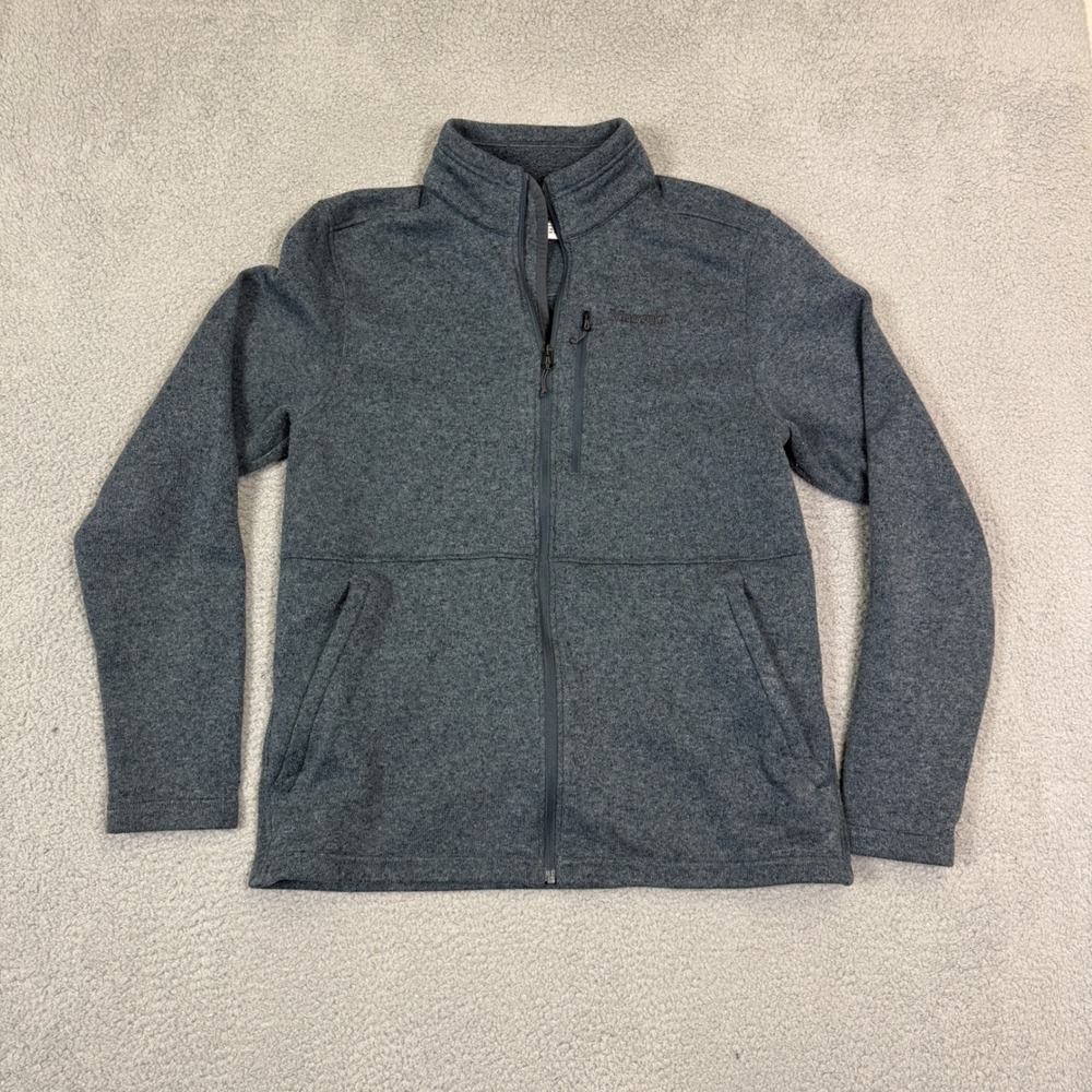 Marmot Drop Line Full Zip Fleece Jacket Mens XL Gray Sweater Knit M13194